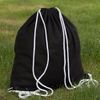 Augbunny 100% Cotton Canvas Drawstring Backpack Gym Sack pack 2-Pack (Black, Large)