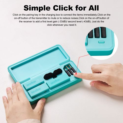 GODOX 【2025 Latest Model】 Movelink Mini Wireless Microphone System, 2.4GHz Lavalier Mic 100m(328ft.) Range with Charging Case for Android, Camera, Vlogger, Youtuber, Interviewer(Green)