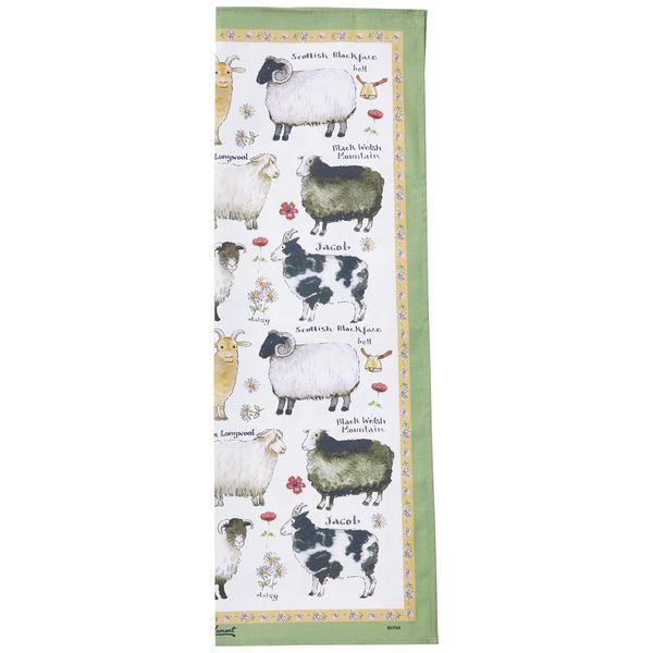 Samuel Lamont Sheep Breeds Cotton Tea Towel, Green