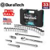 DURATECH 1/2" Drive Socket Set 33-piece Including Metric/SAE Sockets Alloy Steel
