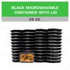 150 Pack - 28 Oz. Black Meal Prep Microwavable Food Containers with Lids