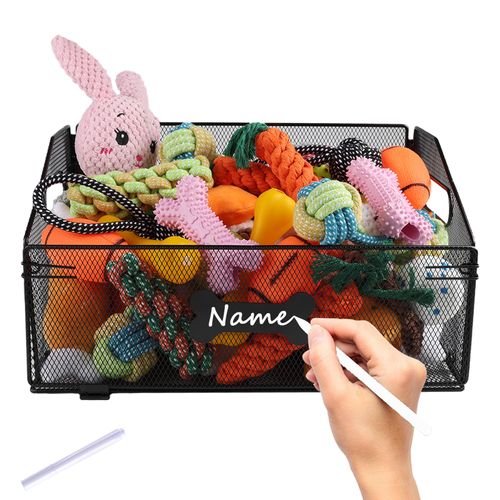 Faihats Metal Dog Toy Basket, Indestructible Large Durable Organizer for Living Room Area, Customizable Name & Purpose, Ideal Basket for Dog Toys, Destructible Medium Storage Bin for Dog Toys & Meds