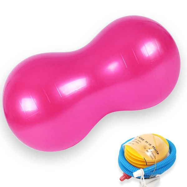 Balance Ball, Peanuts, Diet, Core Inflator, For Kids, Beginners, Yoga, Gym, Training Videos (Pink)