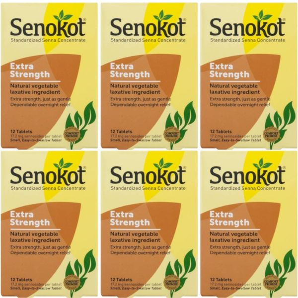 Senokot Extra Strength Natural Vegetable Laxative - 12 Tablets Each (Value Pack of 6)