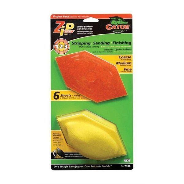 Gator 7186 Zip Poly Foam Assorted Grit Dry Sanding Block Kit 3 W x 6 L in.