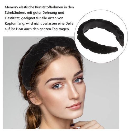 KOMUNJ Velvet Headband Braided Headband Wide Hair Band Vintage Padded Headband DIY Styling Headpiece