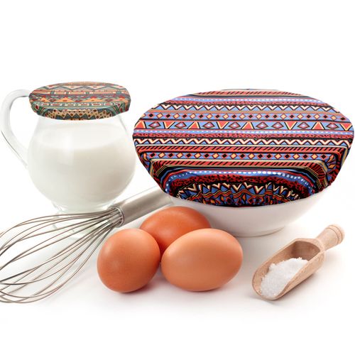 10 Pack Cloth Bowl Covers for Bread Rising Reusable Fabric Bowl Covers 5 Size Stretch Elastic Food Storage Container Covers Cotton Bread Bowl Covers Reusable Lids for Food, Fruits, Leftover(Geometry)