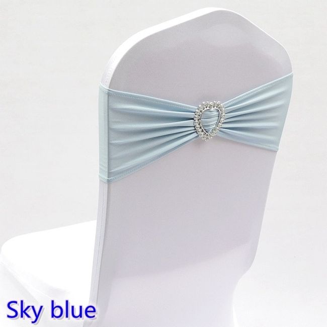 20 Colors Spandex Chair Sash Wedding Lycra Chair Band Stretch Chair Cover Decor Party Dinner Banquet Chair Sash, Sky Blue