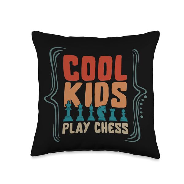 Chess Player Cool Kids Play Chess Board Game Strategy Smart Throw Pillow