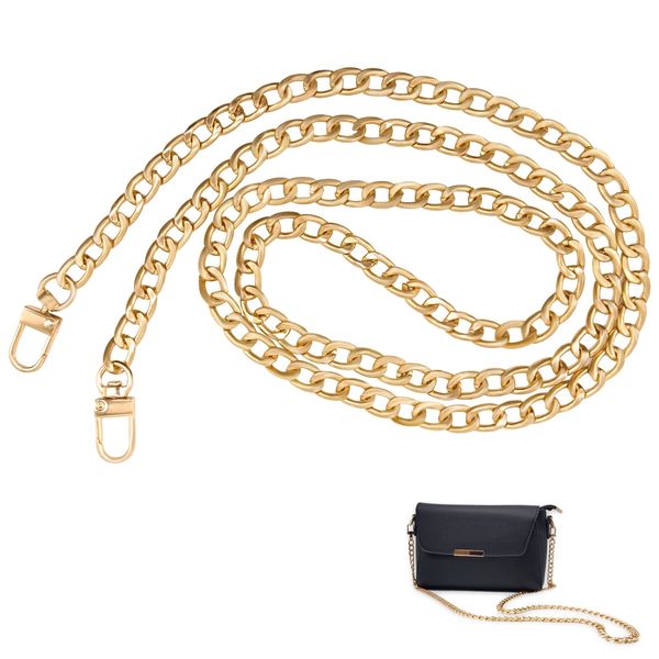 BLMHTWO Golden Bag Chain Golden Chain Handbag Strap Handbag Chain with Adjustable Metal Buckles Handbag Chain Strap for DIY Purse Bag Shoulder Crossbody Handbags Crafts Making - 0.39in Width/47in Long