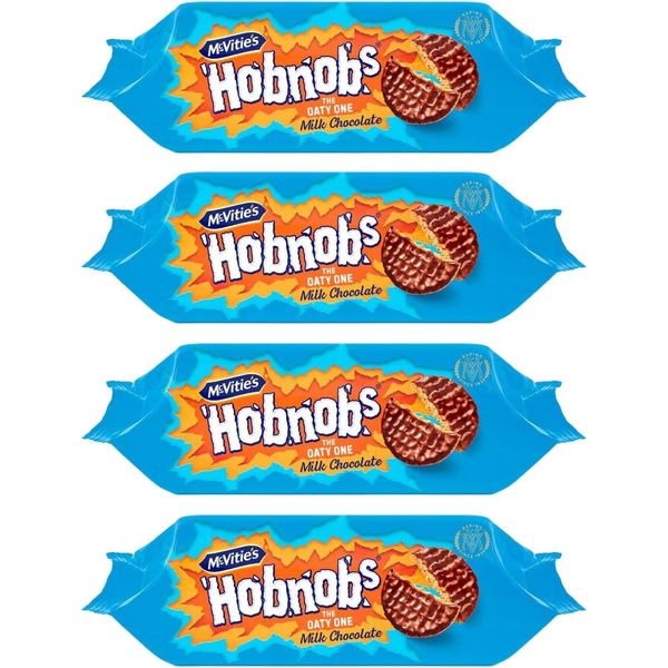 McVitie's Milk Chocolate Hobnobs Twin Pack, 4 x 262g | Suitable for Vegetarians | Baked with 100% Wholegrain | Healty Milk Chocolate Cookies | Great Value | Sold by Essential Products