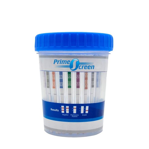 Prime Screen Urine Drug Test Compact Cup 16 Panel Kit (AMP,BAR,BUP,BZO,COC,mAMP,MDMA,MOP/OPI,MTD,OXY,PCP,THC, ETG, FTY, TRA, K2) -CDOA-9165EFTK (5)