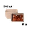 [ 150 Pack ] Compostable Eco Friendly Container Trays with Clear Lids 34oz.