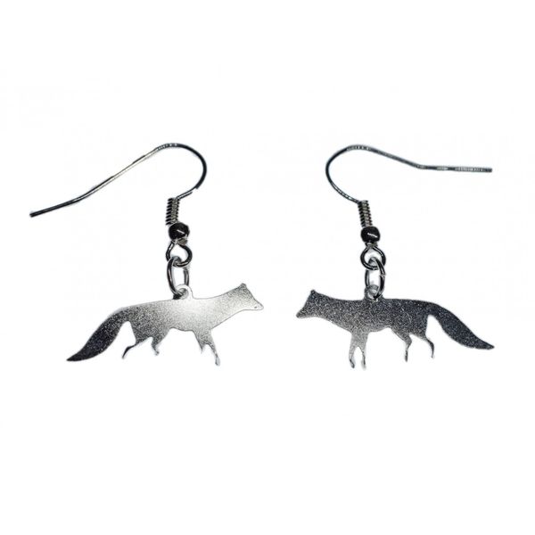 Fox Earrings Miniblings Foxes Silhouette Shadow Silver