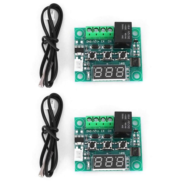 2pcs W1209 DC 12V Digital Temperature Controller Board Module Switch Micro Thermostat with Waterproof Sensor Probe Electronic Thermometer