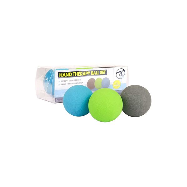 Fitness Mad Hand Therapy Balls, Stress Relief Ball, Improve Hand Grip Strength, Set of 3, Strengths, Ideal for players of Racket Sports & Rehab