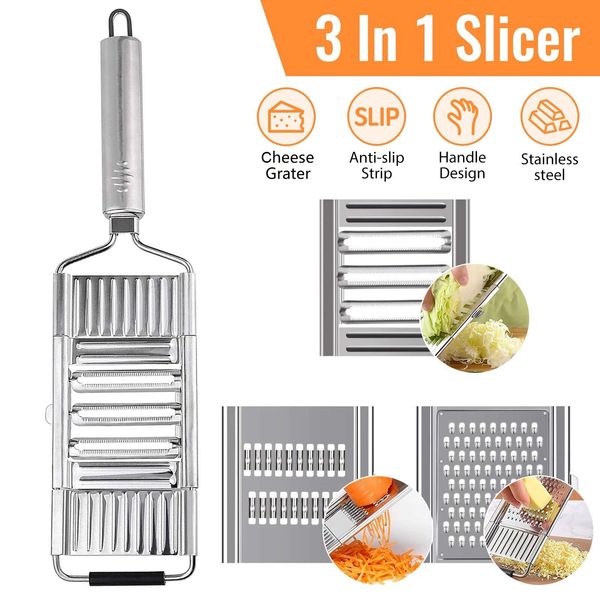 3 in 1 Vegetable Grater Cutter Slicer Stainless Steel Cheese Chopper For Kitchen