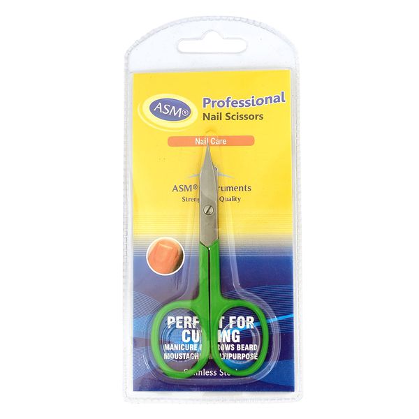Nail Scissors Professional Cuticle Scissors Extra Strong Curved Manicure Scissors Clippers Eyebrow Grooming Cuticle Beard Trimming Hair Cutting (3.75" Green)