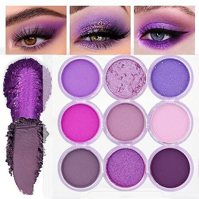 9 Colors Purple Eyeshadow Palette Purple Glitter Makeuplight deep Purple 11