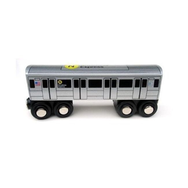 MUNI PALS Munipals New York City Subway Wooden Railway (B Division)–Child Safe and Tested Wood Toy Trains (N Train)
