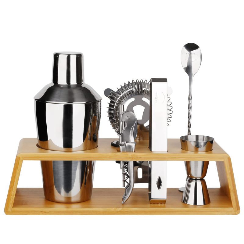 Arora 8Pcs Bartender Kit Bar Set, 20OZ Silver Cocktail Shaker Set with ...