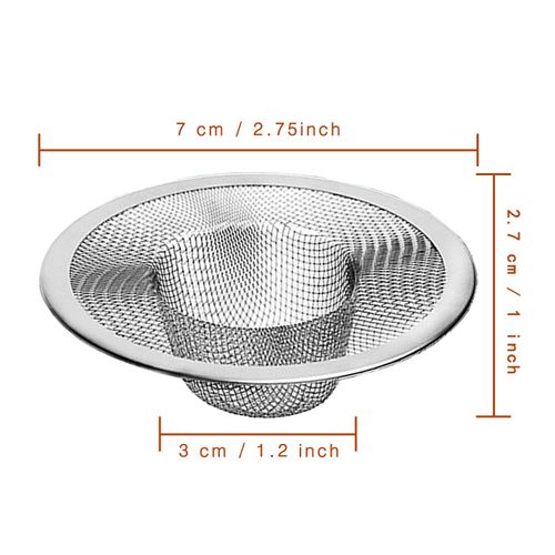 2pcs Heavy Duty Stainless Steel Slop Basket Filter Trap, 2.75" Top / 1" Mesh Metal Sink Strainer,Perfect for Kitchen Sink/Bathroom Bathtub Wash Basin Floor Drain Balcony Drain Hole,Utility…