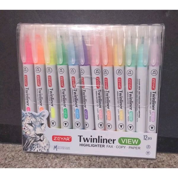 Highlighters Zeyar Twinliner Highlighter 12pcs Assorted Colors