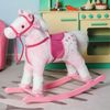 Qaba Kids Plush Rocking Horse Ride-on Baby Girl Toy Pony w/ Realistic Sound Pink