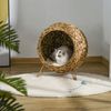Rattan Basket Pet Dome and Animal Bed, with Metal Tripod for Stability, Brown