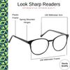 OPTIMUM OPTICAL Blue Light Filtering Scratch-Resistant Lens Round Frame Magnifying Reading Glasses - Look Sharp, +2.50