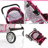 Kinderplay Doll Stroller Handle Height 56 Cm, Model Kp0280G Black in Dots