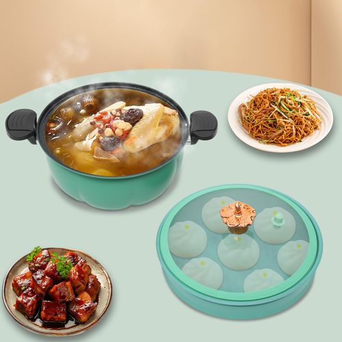 Micro Pressure Cooker, 8L/2.11Gal Pumpkin Shaped Non-Stick Cooking Pot, Healthy Low Pressure Cooking Pot for Stew, Boil, Fry, Soup, Compatible with Gas Stoves, Kitchen Tools for Home (Green)