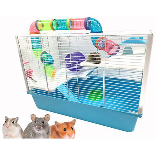 3-Tiers LARGE Hamsters Mouse Habitat Gerbil Home Cross Tubes Cage Rodent Mice