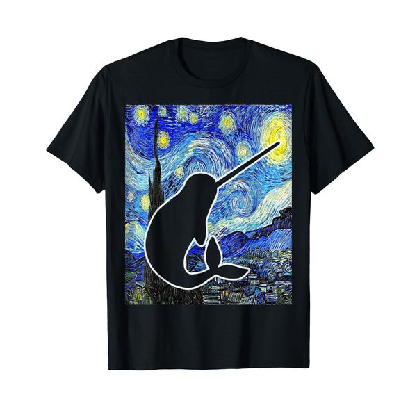 Narwhal Starry Night Narwhal Van Gogh Painting Cetology T-Shirt