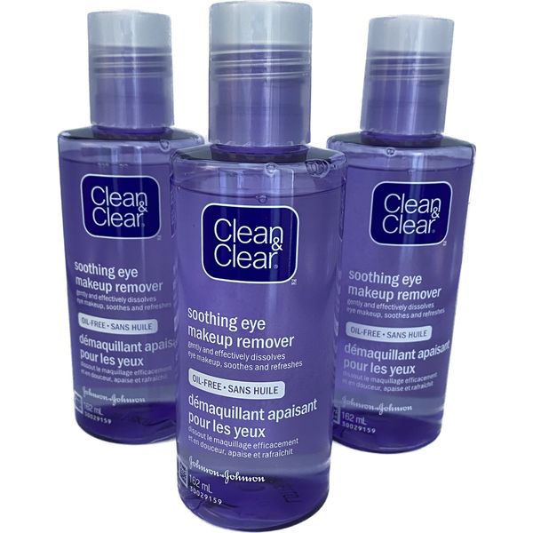 PACK OF 3 Clean & Clear Soothing eye makeup remover 162ml each