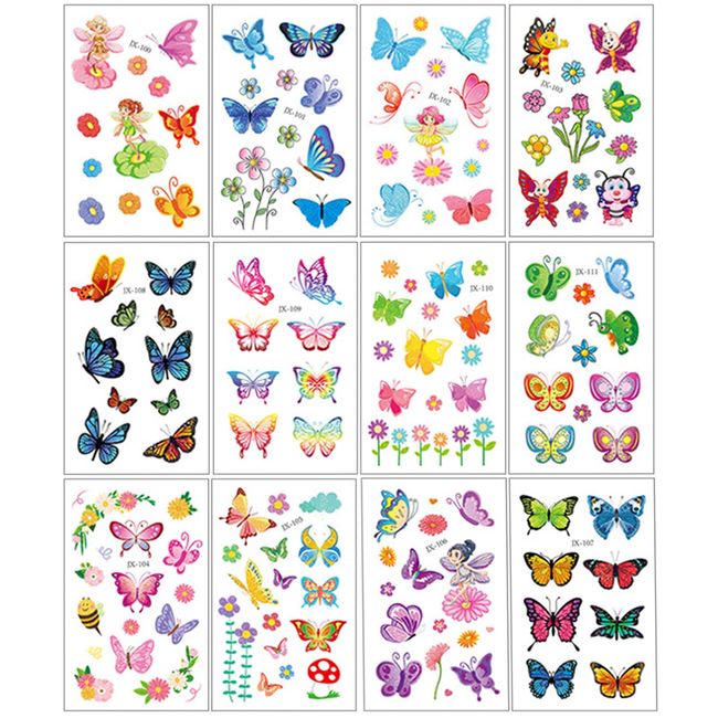 Butterfly Glitter Tattoos - Butterfly Stickers - Temporary Tattoos for Girls - Tattoo Stickers Waterproof for Face Body Arm Birthday Party Favors Makeup Supplies Gifts