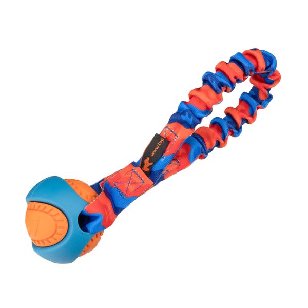 Tug-E-Nuff Pocket PowerBall Bungee | Shock Absorbing Bungee Handle | Durable Ball Toy for Dogs | Ideal for Interactive Dog Training and Dogs of all Ages | 23 cm (9 inches) in size