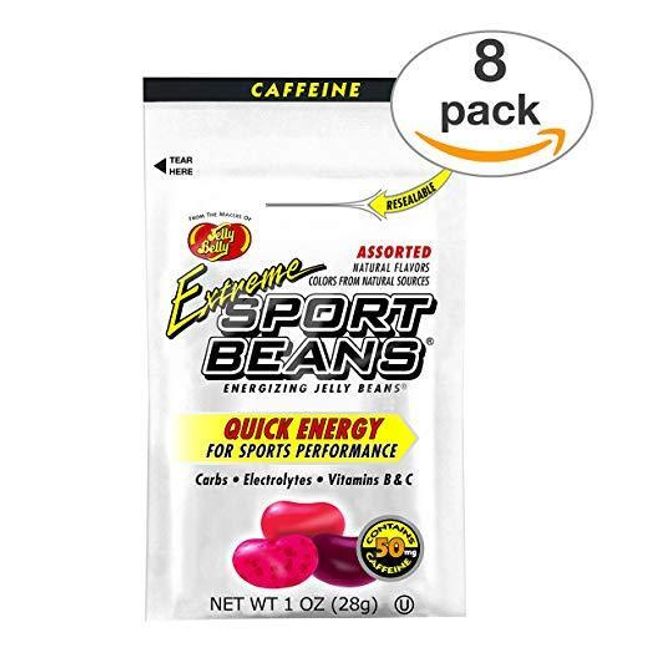 Jelly Belly Sport Beans with Caffeine. 8 Pack. Extreme Assorted Sport Beans