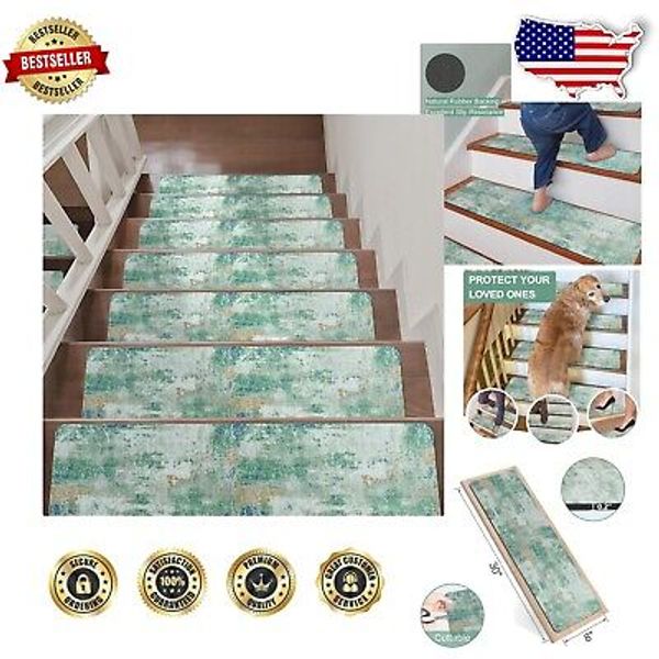 Non-Slip Stair Treads 15PCS 8"x30" Machine Washable Indoor Carpet for Safety