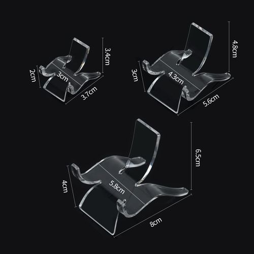 (12 PCS 3 Size Display Stand,Acrylic Rock Display Stands,Clear Display Easel Stands Pedestal for Crystal Geodes Rock Mineral Agate Fossil Coral Crystal/Gemstone Small Collectibles Display Stands