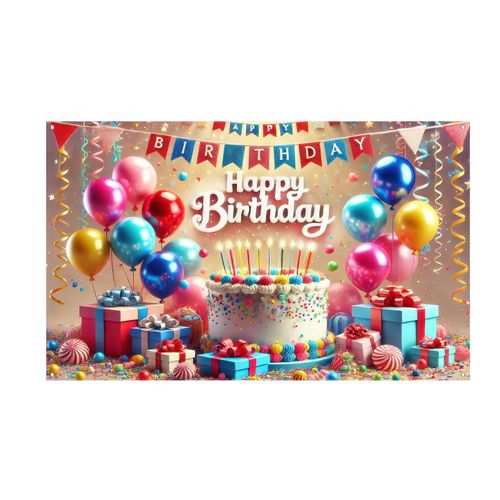 BlissYard Happy Birthday Party Decorations Backdrop Banner Colorful Balloons Cake Happy Birthday Photography Background Backdrop Birthday Party Decorations Supplies for Boys Kids Girls 71x43 in