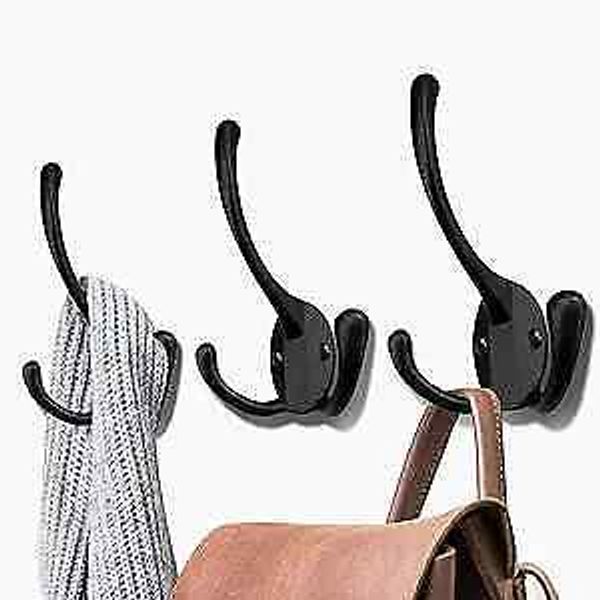 Wall Mounted Coat Hooks 5 Pack Heavy Duty Hardware Robe Hooks Decorative Black