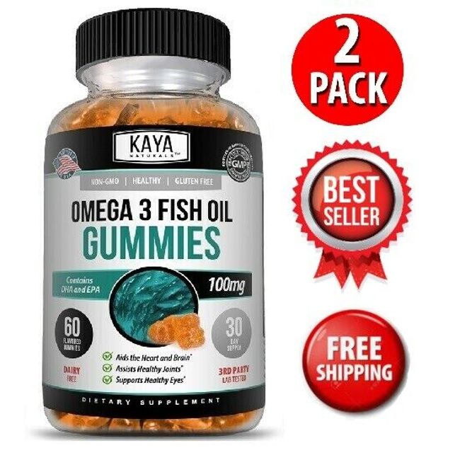 (2 Pack) Omega-3 Fish Oil Gummy Supplement, Aids Joint Function & Heart Wellness