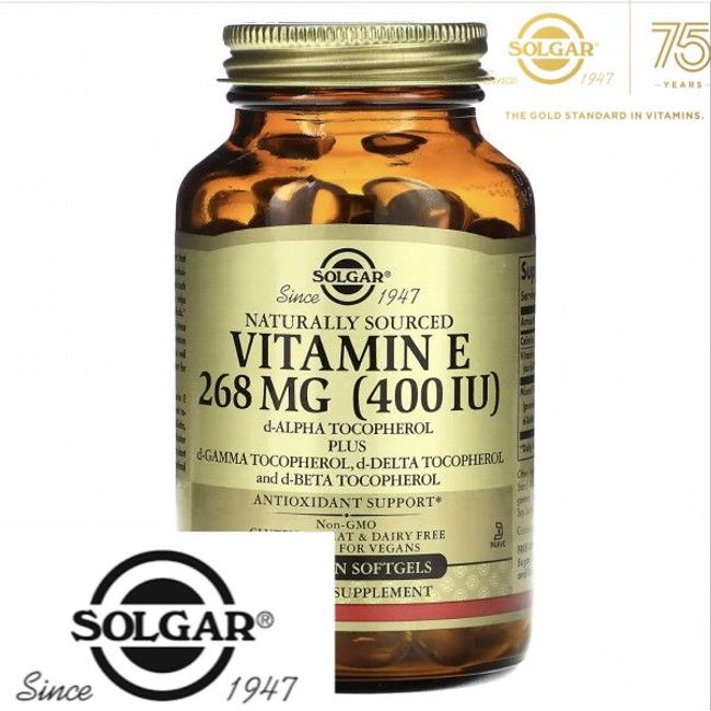 Solgar Natural Ingredients Vitamin E Tocopherol 268mg 400IU Veggie 100 Capsules