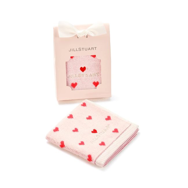 JILLSTUART Petite Cool Towel Handkerchief, Gift, Fluffy, Cute, Heart, Cotton, White, 58-3209080, Approx. 9.8 x 9.8 inches (25 x 25 cm)