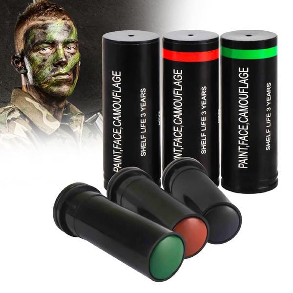 Dyceittdia 3 Stück Camouflage Face Painting Kit, Camouflage-Makeup-Stift, Mini Face Painting Kit, Gesichts- & Körperbemalung, Militärisches Camouflage Makeup, Makeup Körperbemalung