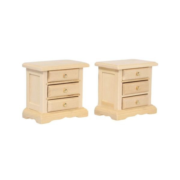 Wooden Dollhouse Night Stands | Set of 2 | Bedside Tables | Dolls House Furniture | 1/12 scale (light)