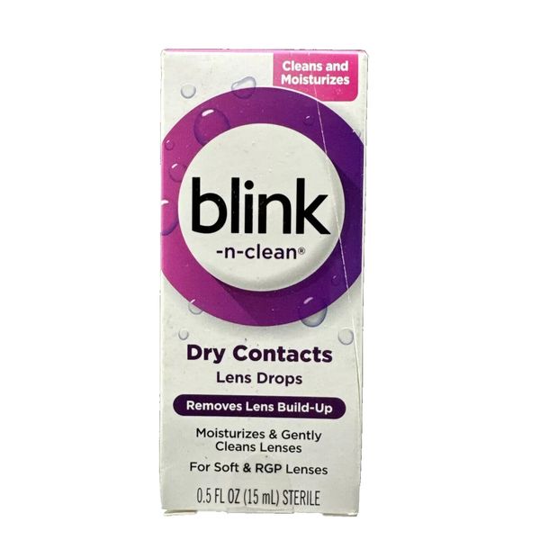 Blink N-Clean Dry Contacts Lens Drops For Soft & RGP Lenses 0.5oz EXP 01/27