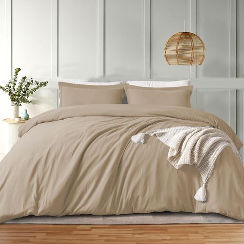 IR Imperial Rooms Cream Duvet Cover Full Size - 1 Duvet Cover 80x90 inches and 2 Pillow Shams, 3 Pieces with Button Closure Soft Double Brushed Full Size Duvet Cover Set