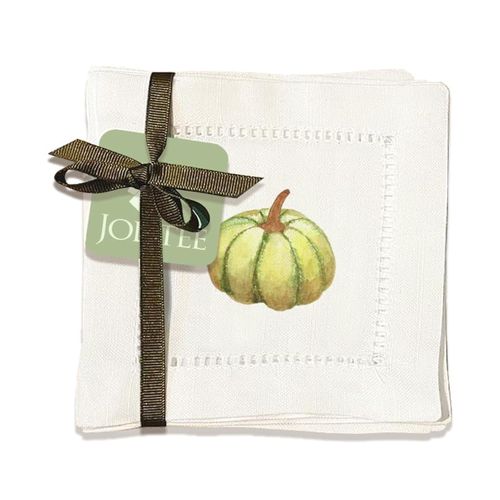 Jolitee Decorative Hemstitch Cocktail Napkins, 6"x6" Washable Linen-Like Cloth Napkins, Handmade for Entertaining and Everyday Use (Pumpkin)